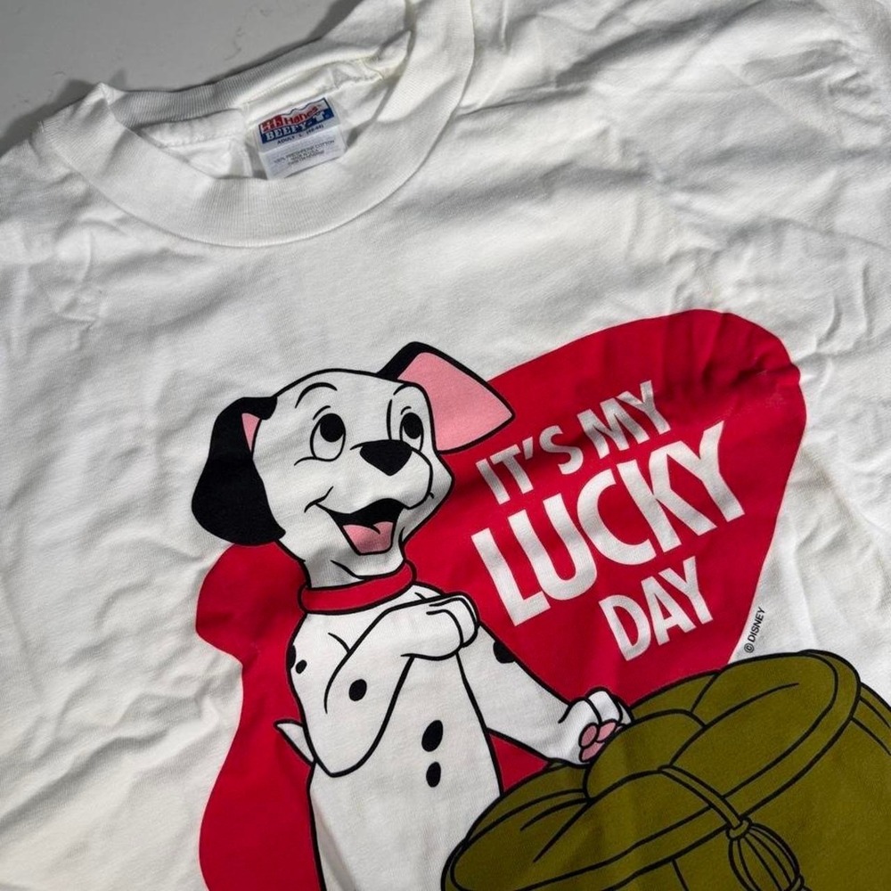 Vintage 1995 Disney Store 101 Dalmatians Lucky Day T Shirt Hanes USA Adult Large